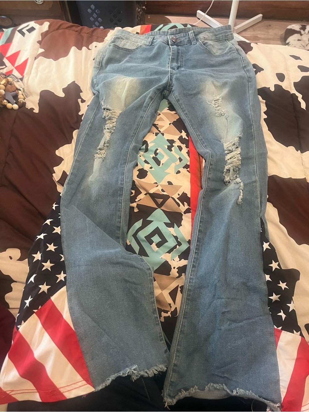 Source Unknown Light Blue Distressed Kids Jeans
